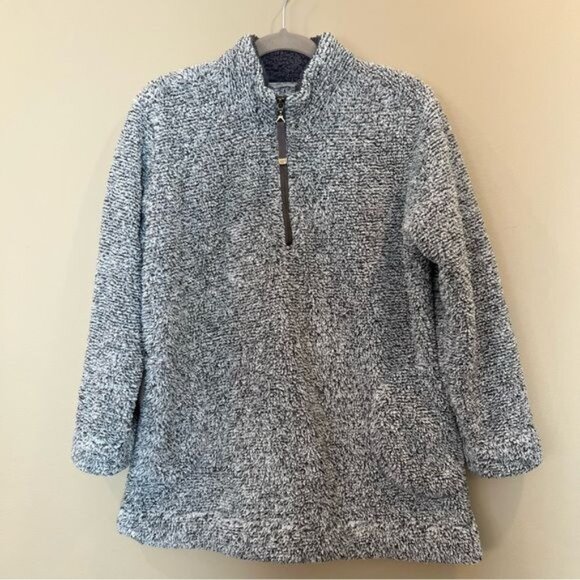 Soft Surroundings Fleece luxe Sherpa Ultra Plush 1/4 Zip Size Small Frosted Gray - Picture 5 of 10